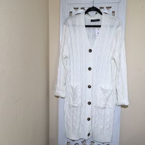 Cozy White Cable Knit Cardigan